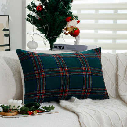 Karierter dekorativer Zierkissenbezug im Tartan‑Look aus weichem Microfleece Brehn