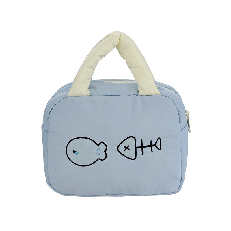 Süße gestickte fischthemen Lunch Tasche Brehn