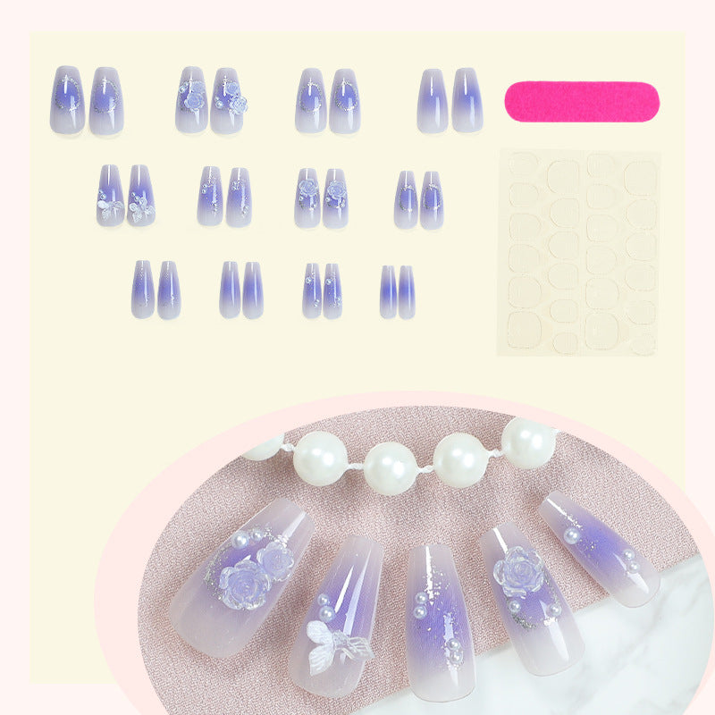 Künstlerisches Ombre Floral Press-On Nagel Set Brehn