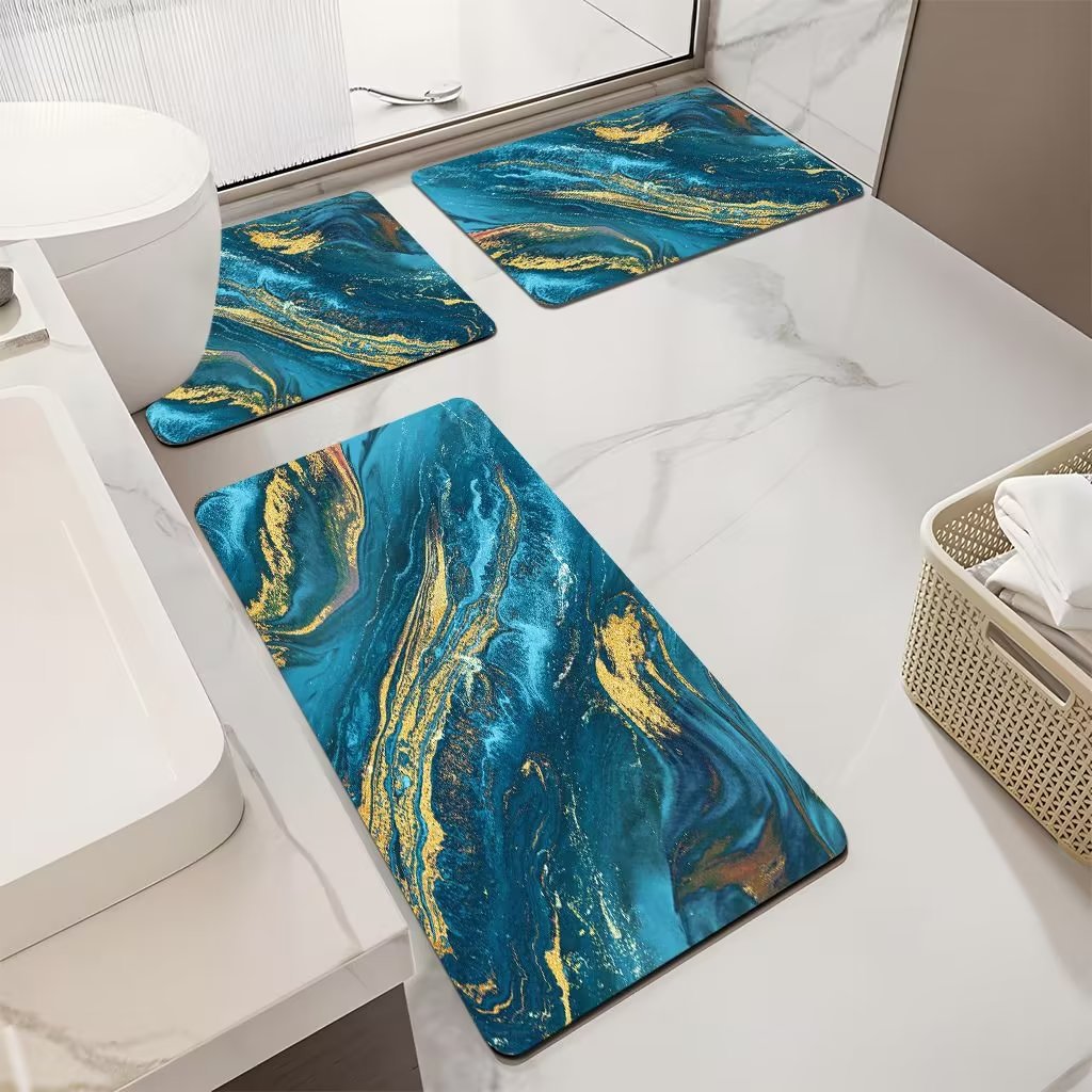 Luxuriöses Marmor-Design Badematten-Set Brehn