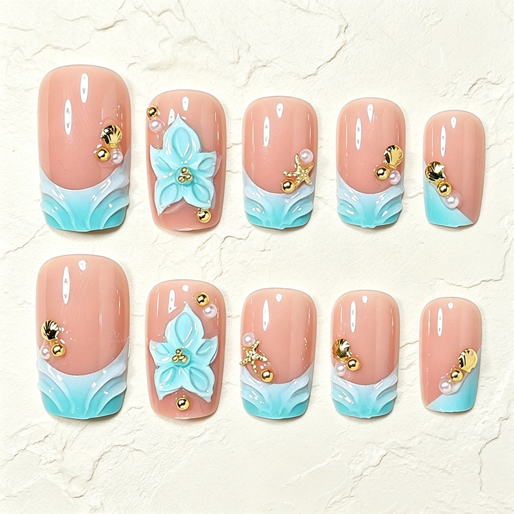 Künstlerische florale Acryl-Nagelkunst-Tipps Brehn