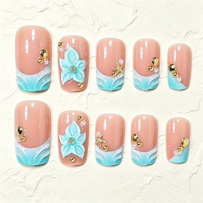 Künstlerische florale Acryl-Nagelkunst-Tipps Brehn