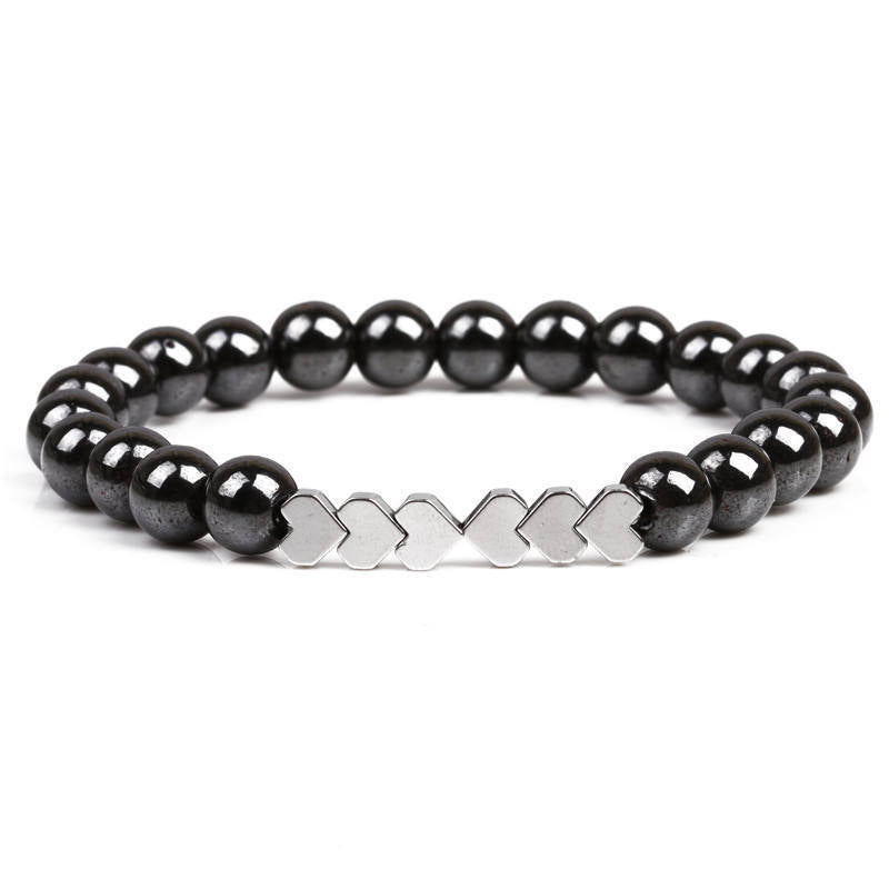 Natürliche Steinperlenarmband mit Herzakzenten Brehn