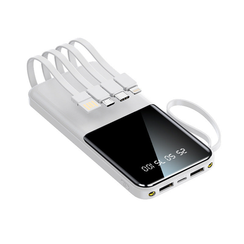 Tragbare Powerbank mit Multifunktionalem Anschluss und Integrierten Ladekabeln Brehn