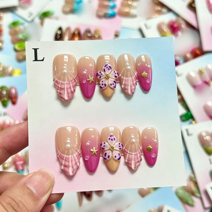 Künstlerisches 3D-Blumen-Press-On-Nagelset