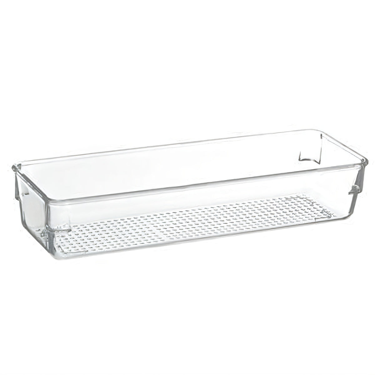 Transparente Kühlschrank-Türablage mit Riffelboden und Clipbefestigung