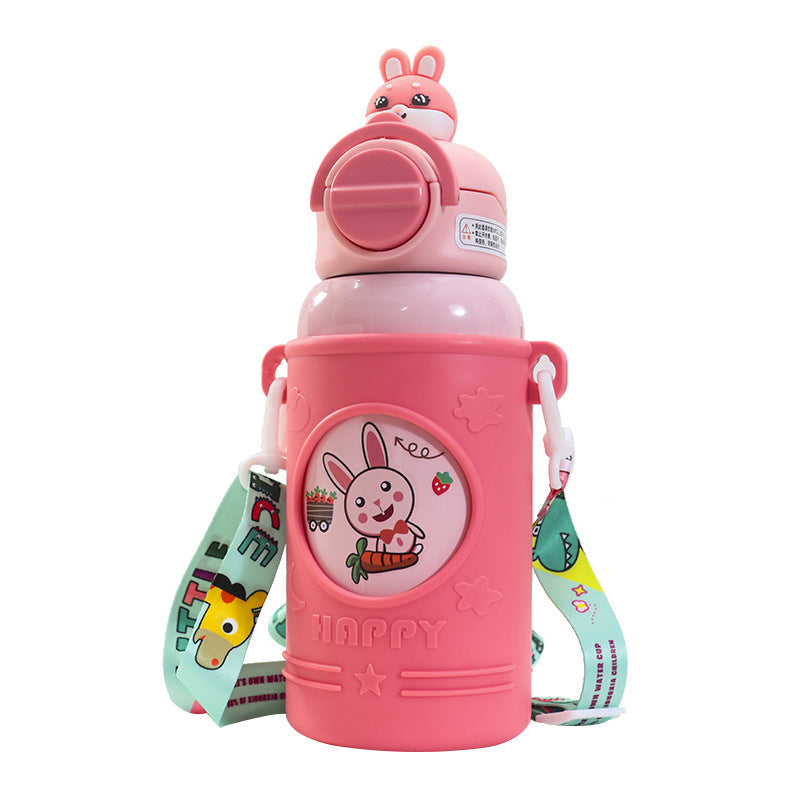 Damen Isolierte Trinkflasche mit niedlichem Froschdesign und praktischem Tragegurt Brehn
