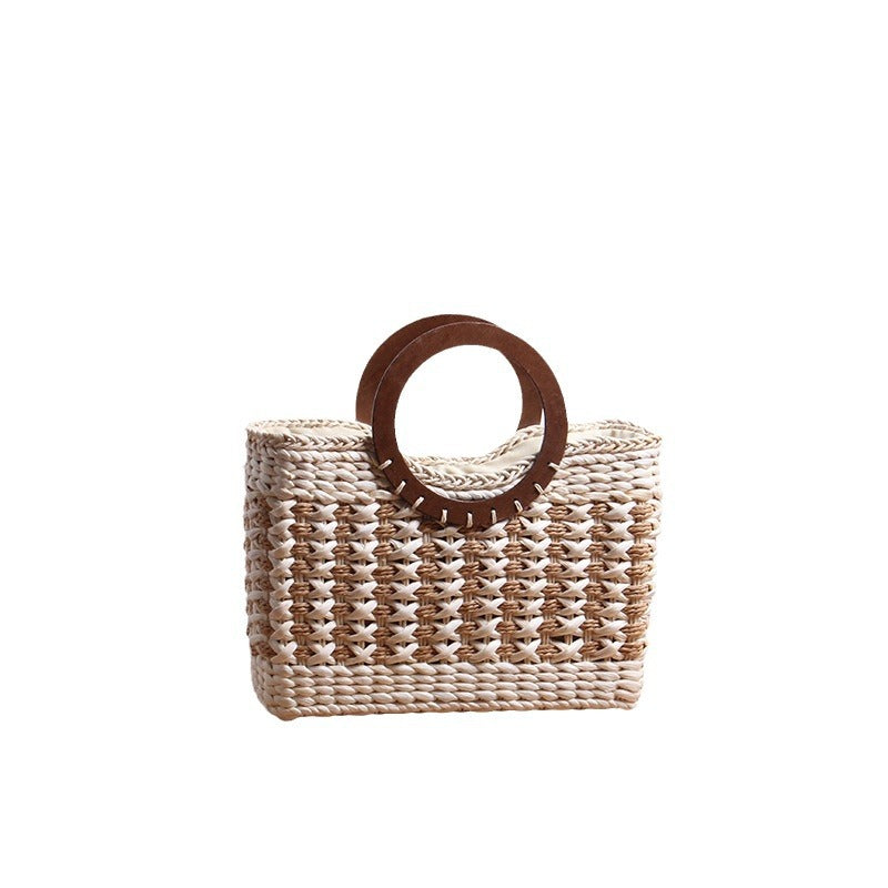 Handtasche mit Rundem Holzgriff Brehn