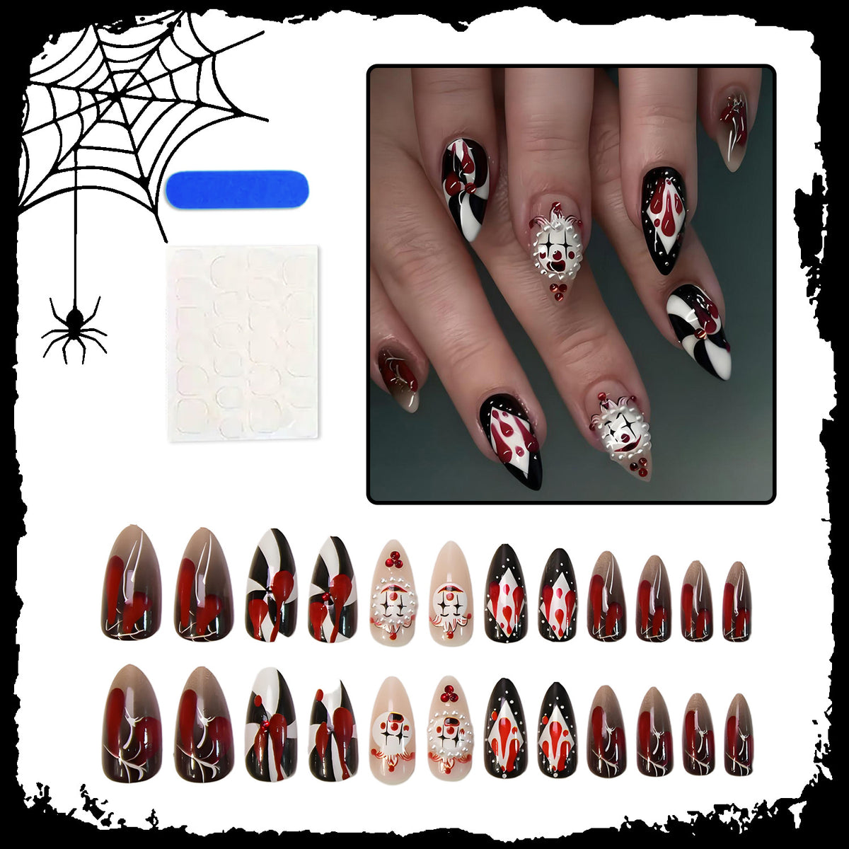 Halloween Kunstnagelset mit blutigen Motiv-Designs und kreativen Grafiken Brehn
