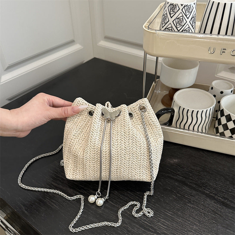 Elegante Gewebte Kordelzug Mini Handtasche Brehn