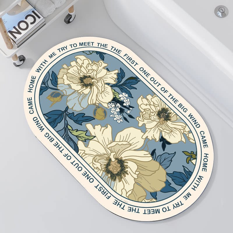 Oval Floral Design Badteppich