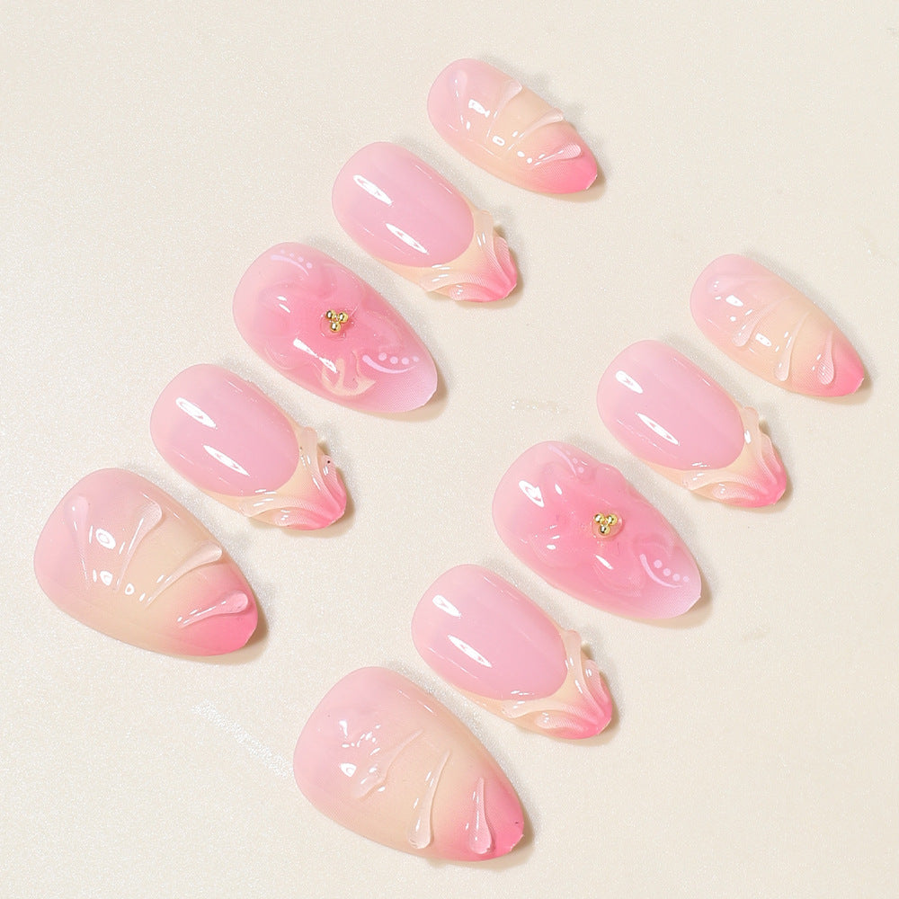 Elegantes Blumen Press-On Nail Art Set Brehn