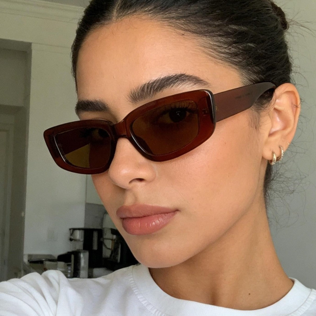 Damen modische Cat-Eye Sonnenbrille mit breitem Kunststoffrahmen und UV-Schutz Brehn