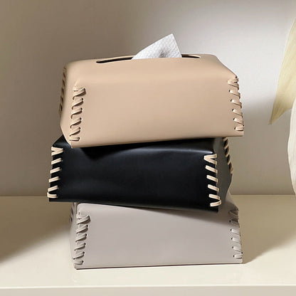 VédaLuxe Leder Taschentuchbox – handgefertigte Eleganz aus gewebtem Leder | Brehn