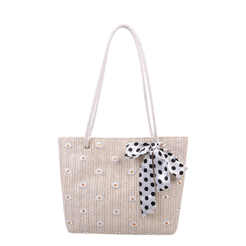 Stroh Strandtasche mit dekorativem Schal