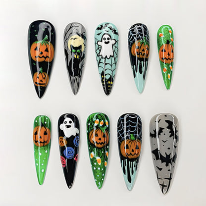 Halloween Kunstnagelset mit gruseligen Motiven und kreativen Designs Brehn