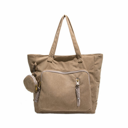 WoSpacious Mehrfach-Taschen Canvas Einkaufstasche Brehn