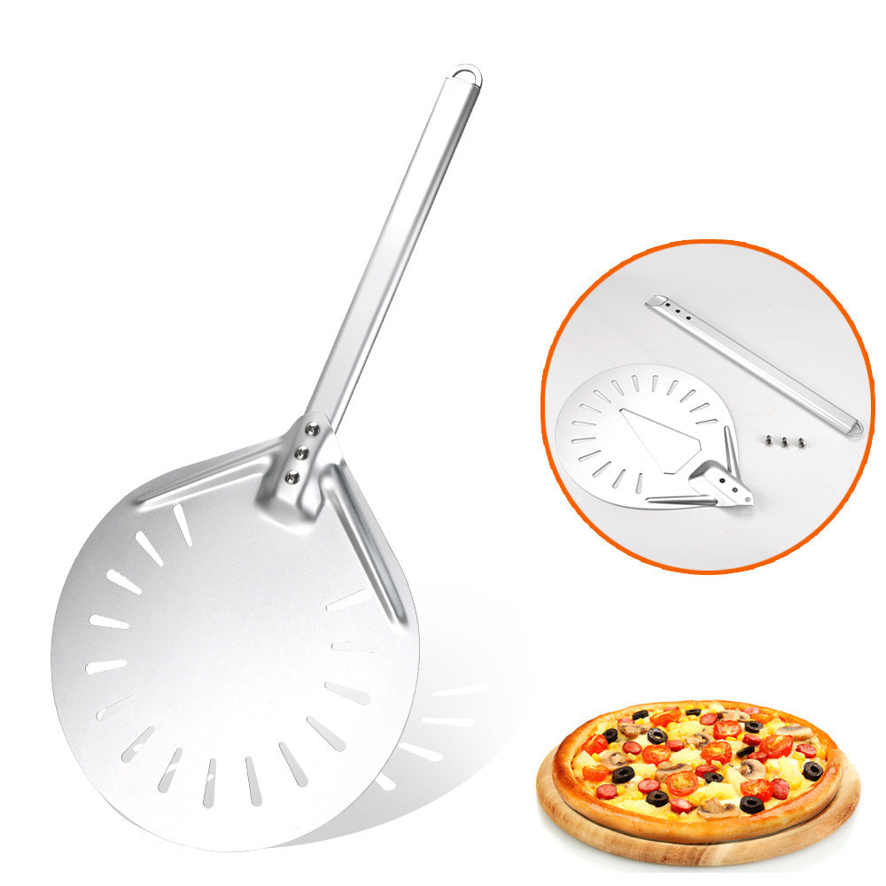 Extra Leichte Faltbare Pizzaschaufel Aus Aluminium mit Gelochter Schaufelfläche und Abnehmbarem Griff Brehn