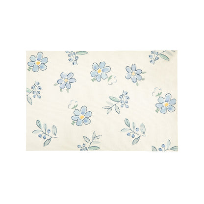 Bedrucktes rechteckiges Platzset aus Baumwollmischung mit Blumen-Illustrationsdruck und kontrastbordüre Brehn