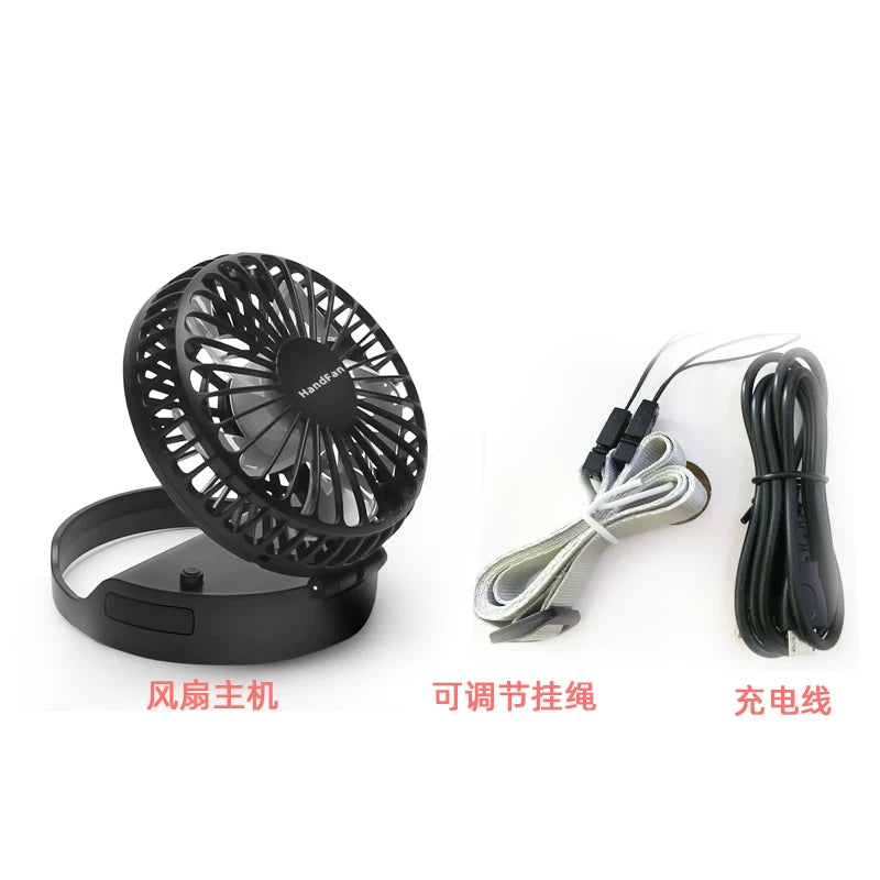 Unisex Einheitsgröße kompakter faltbarer wiederaufladbarer USB persönlicher Ventilator mit neigungsverstellbarem Kopf und Lanyard Brehn