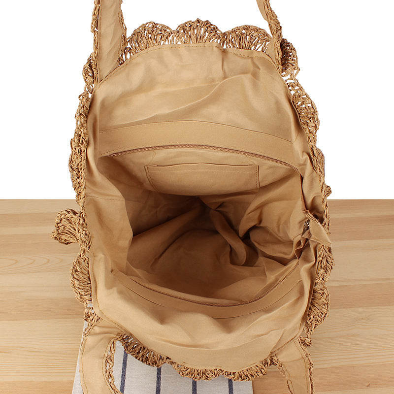 Handgeknüpfte Strandtasche mit Kunstvollem Runddesign Brehn