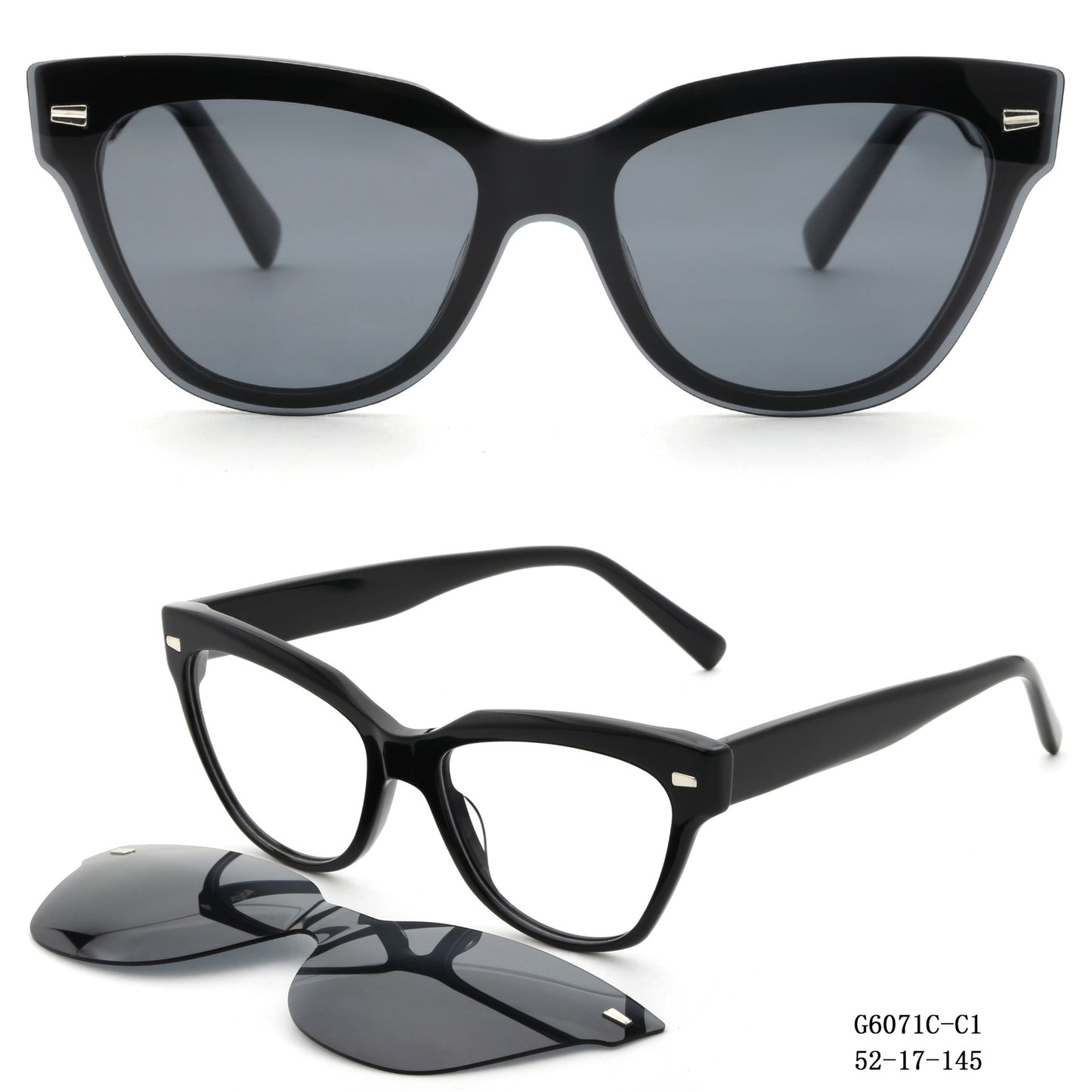 Damen modische Cat-Eye Sonnenbrille mit abnehmbaren Gläsern Brehn