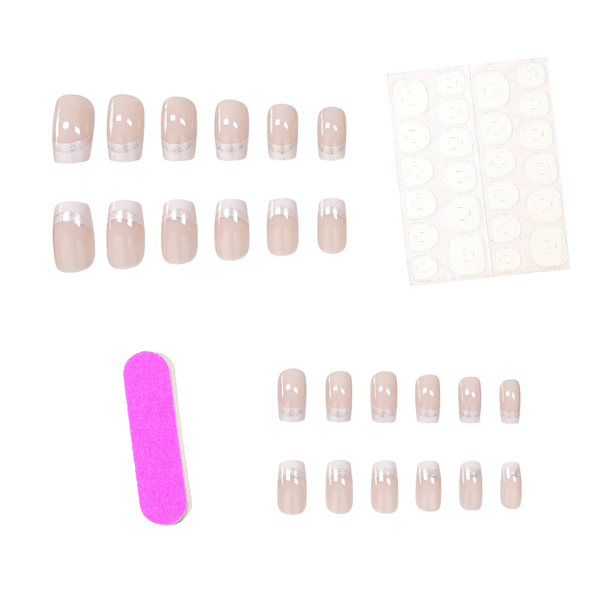 Glänzendes French Tip Press-On Nagelset Brehn