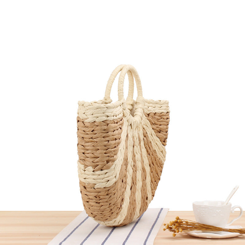 Elegante Strohtasche mit Festem Griff Brehn