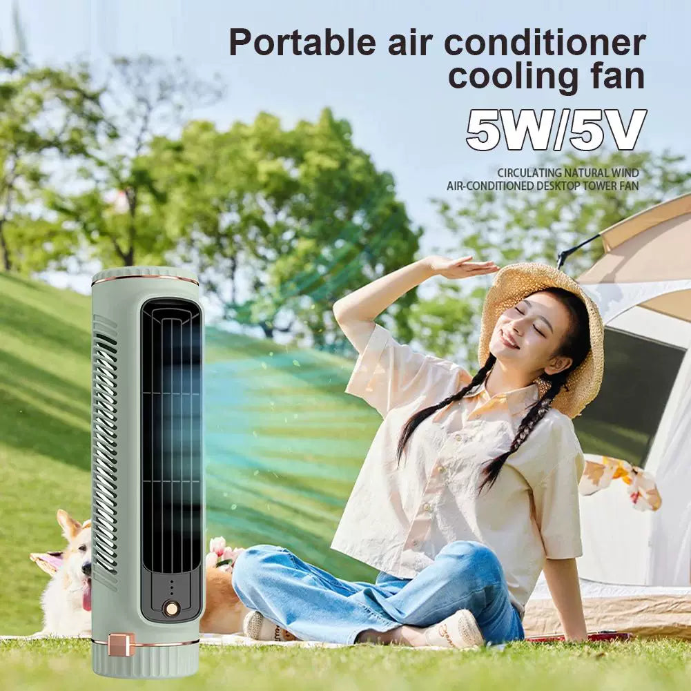 Unisex Einheitsgröße kompakter vertikaler Desktop-Breeze-Turmventilator mit nachfüllbarem Mini-Reservoir, USB-Ladung und Sticker-Pack Brehn