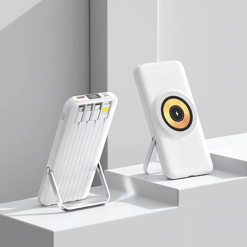 Multifunktionale Powerbank mit Kabellosem Ladegerät und Integriertem Ständer Brehn