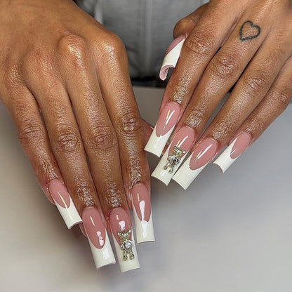 Elegante 3D Französische Spitze Acryl-Nagelkunst Verlängerungen Brehn