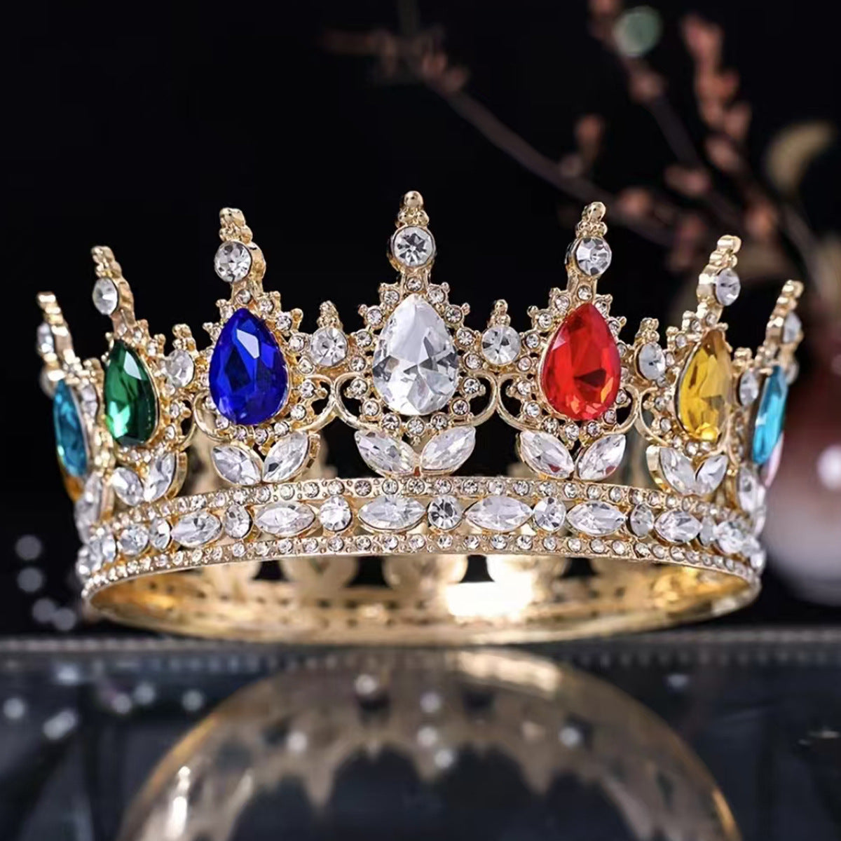 Damen Luxuriöse festliche Krone mit strahlenden Schmucksteinen Brehn