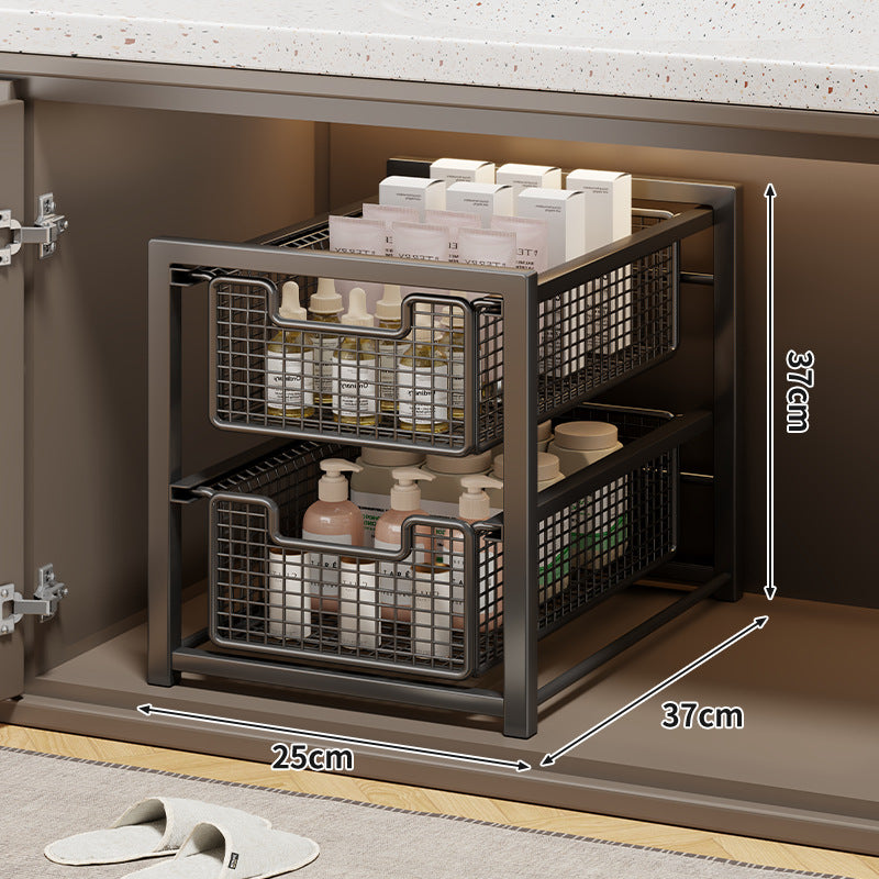 Unter-Schrank Gleitender Drei-Ebenen Mesh Korb Organizer mit Abnehmbaren Behältern