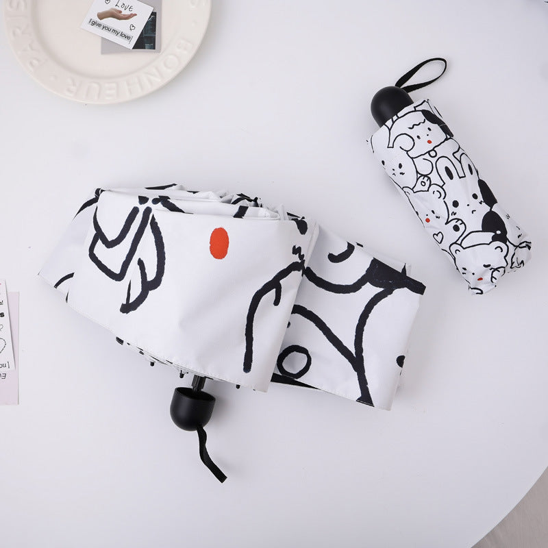 Damen kreativer Faltregenschirm mit bunten Motiven Brehn