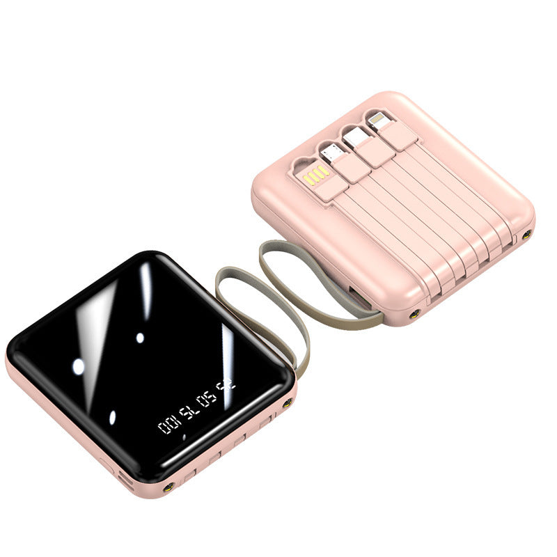 Tragbare Powerbank mit integrierten Kabeln und digitaler Anzeige Brehn