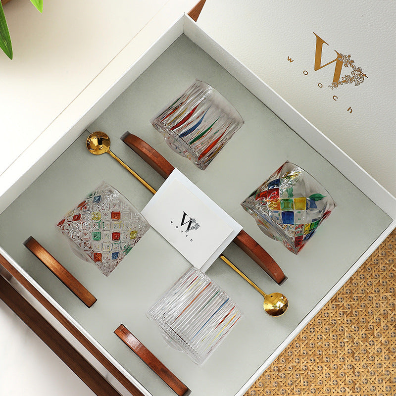 Rotierendes Multi-Color-Glas für Whiskey mit Geschenkbox | Brehn