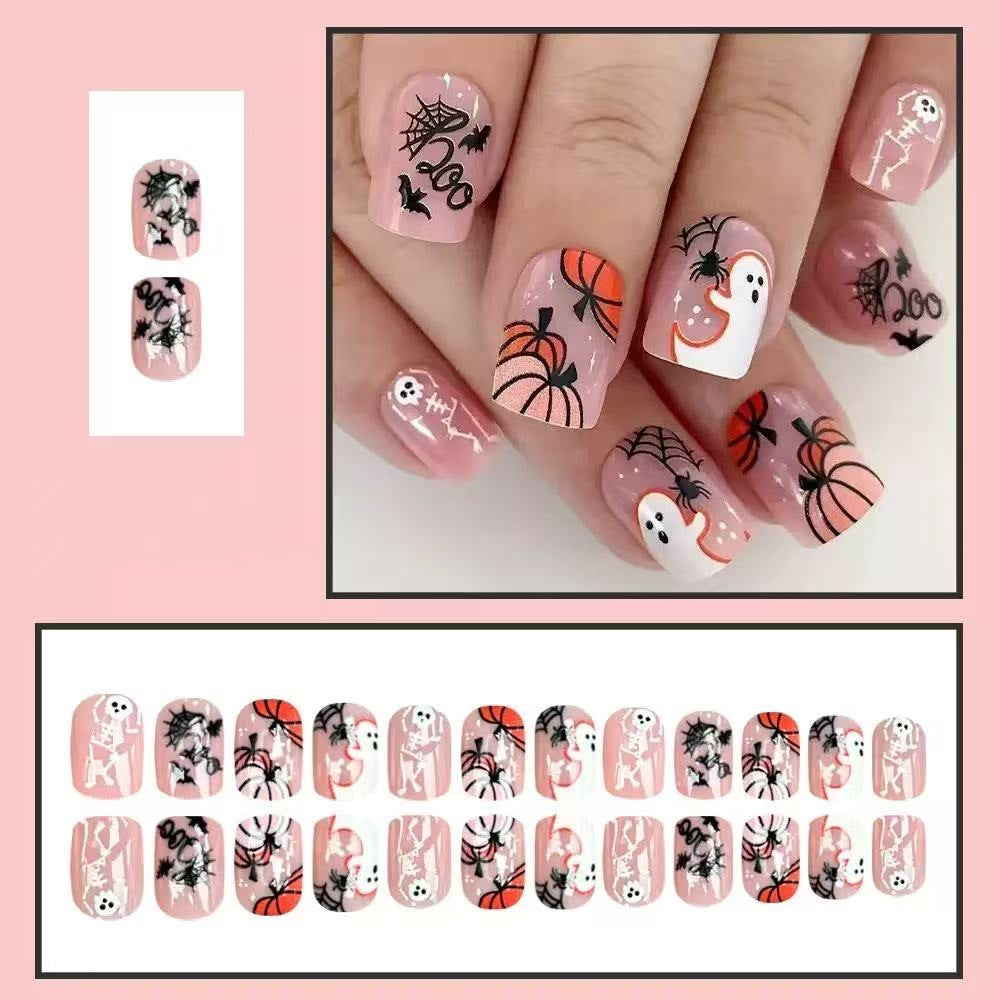 Halloween Kunstnagelset mit gruseligen 3D-Motiven und Spinnenverzierungen Brehn