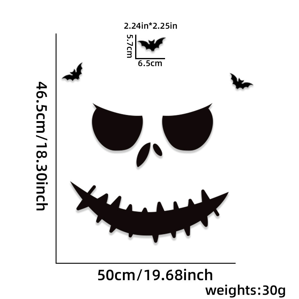 Großformatiger selbstklebender Wandsticker Grusel-Zombie mit Kürbis-Silhouette