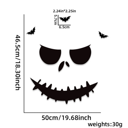 Großformatiger selbstklebender Wandsticker Grusel-Zombie mit Kürbis-Silhouette
