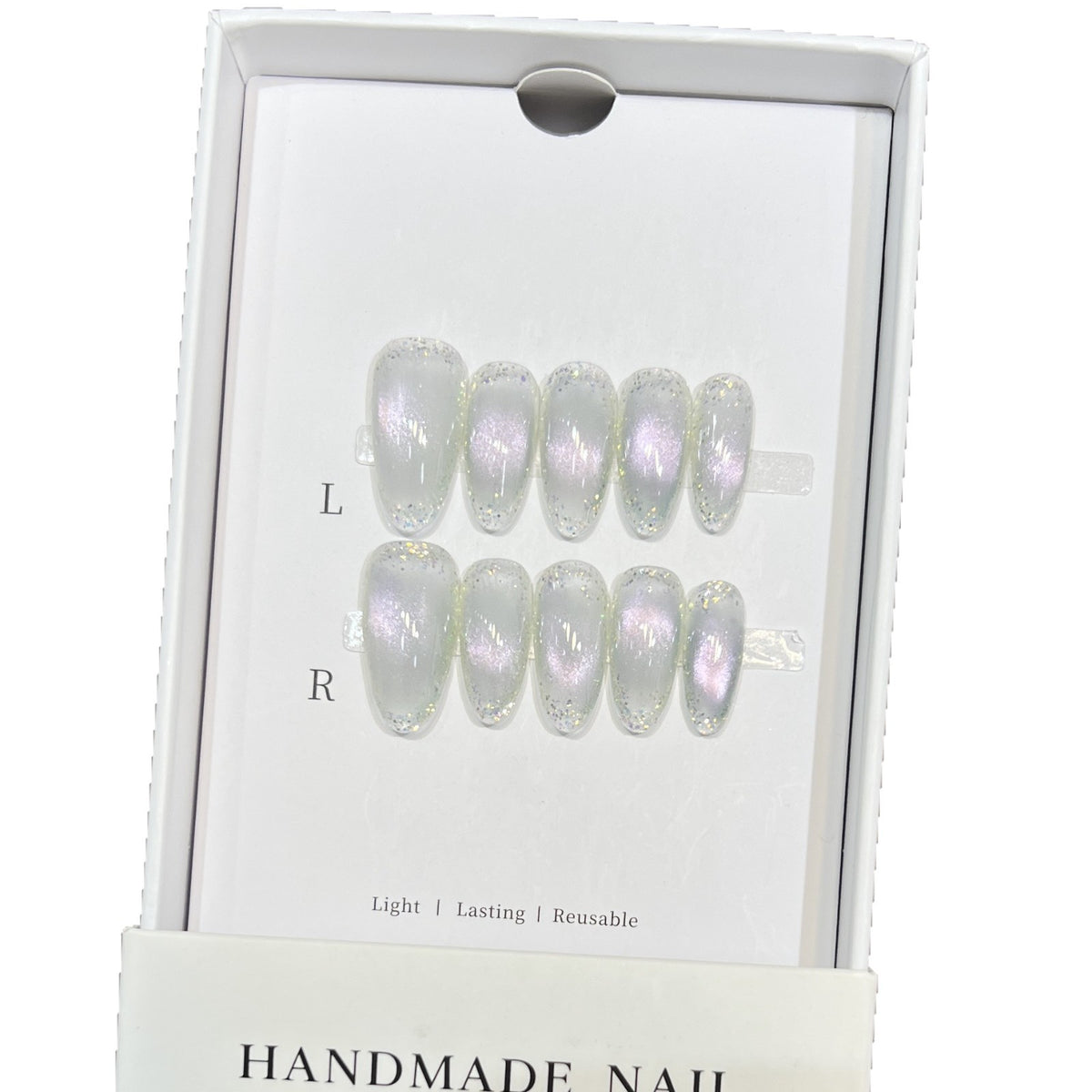 Handgemachtes Press-On-Nagelset mit irisierendem Finish Brehn