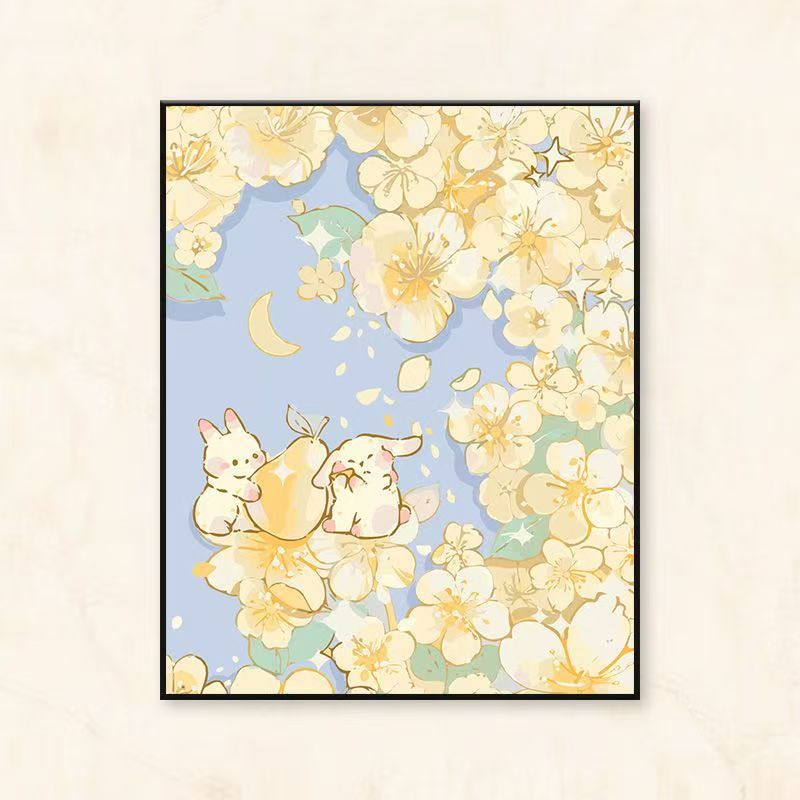 Verspielter Floral- und Tier-Themen Leinwand Kunstdruck Brehn