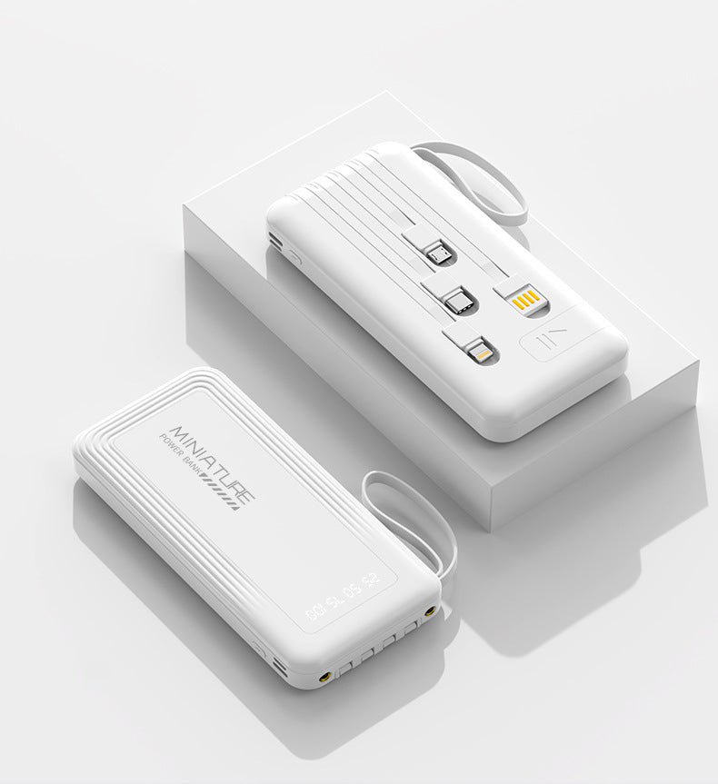 Kompakte Powerbank mit integrierten Kabeln und digitaler Ladeanzeige Brehn