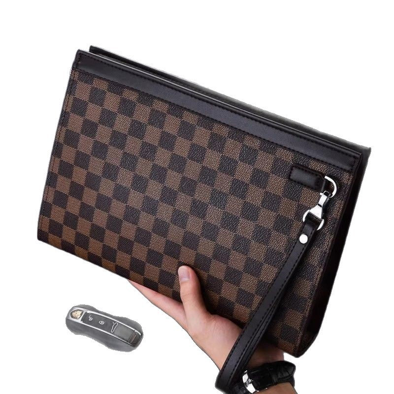 Leder Kariertes Dokumenten-Clutch Brehn