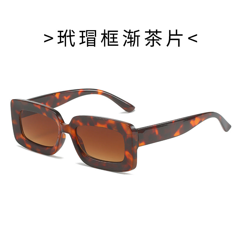 Damen Modische Schildkröten-Sonnenbrille mit rechteckigem Rahmen und Verlaufsgläsern Brehn