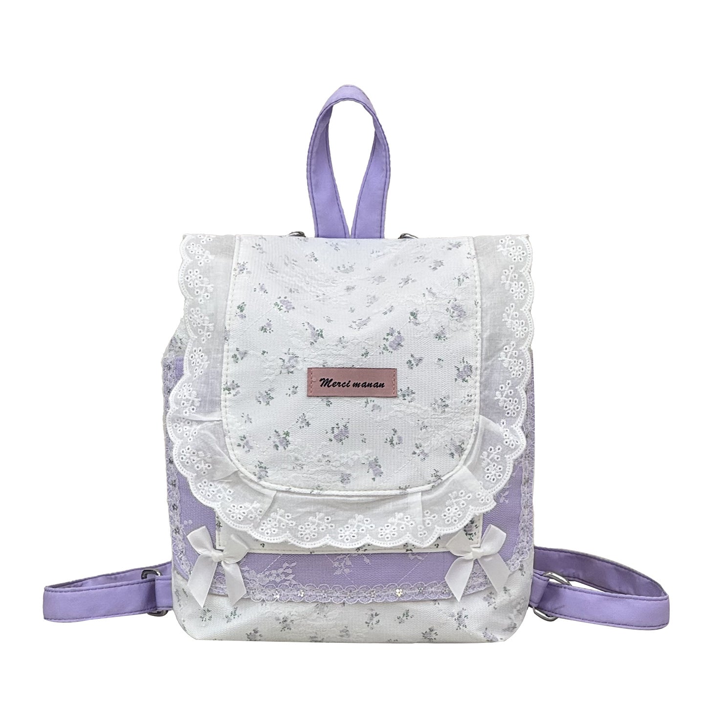Blumenmuster Rucksack mit Spitzenbesatz