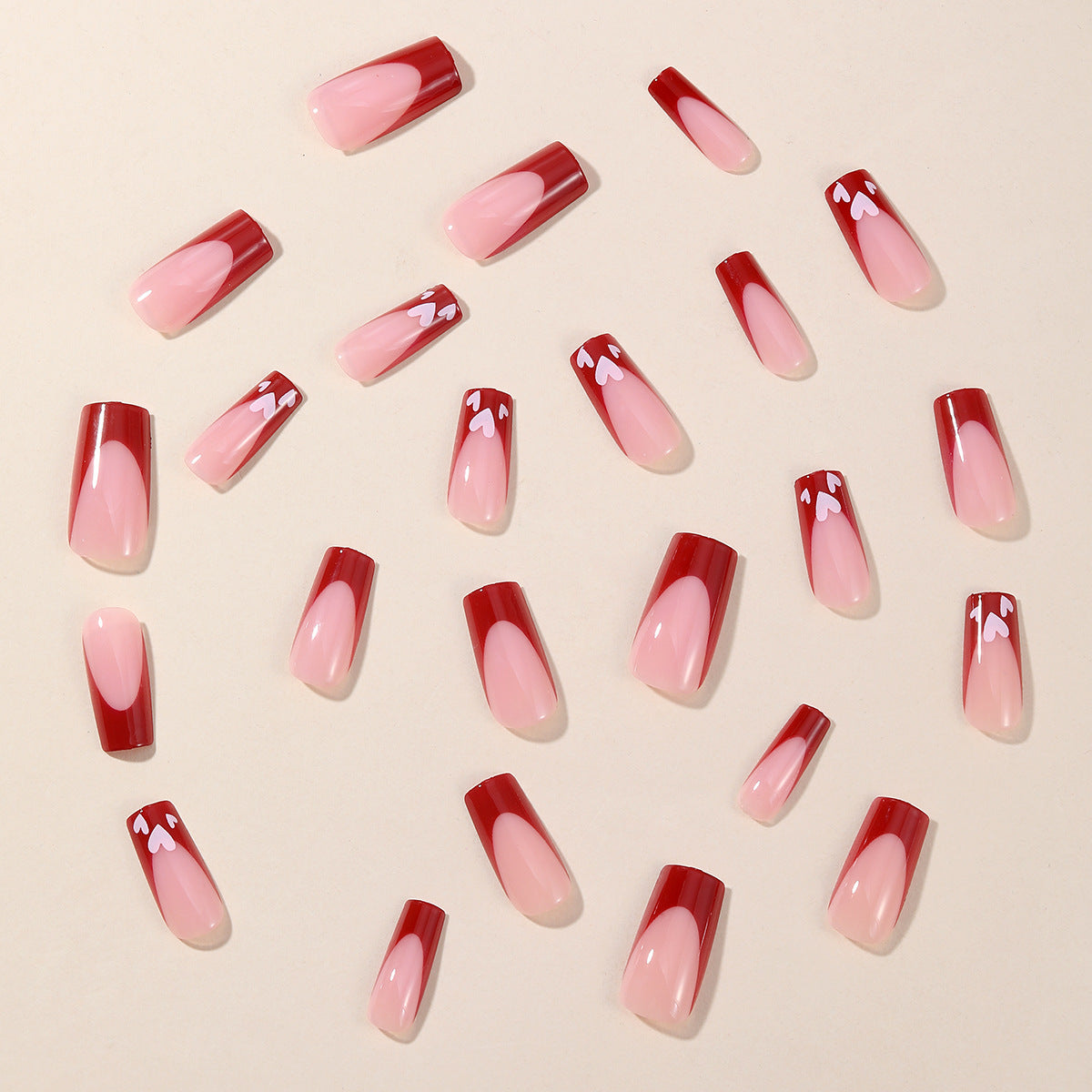 Herz-Muster Acryl Nagelkunst Extensions Brehn