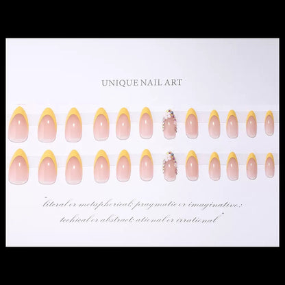 Kunstnagelset mit elegantem französischen Design und 3D-Blumendekoren Brehn