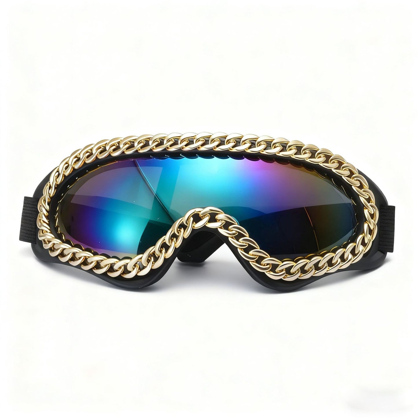 Damen modische Sportbrille mit goldener Kettenverzierung Brehn