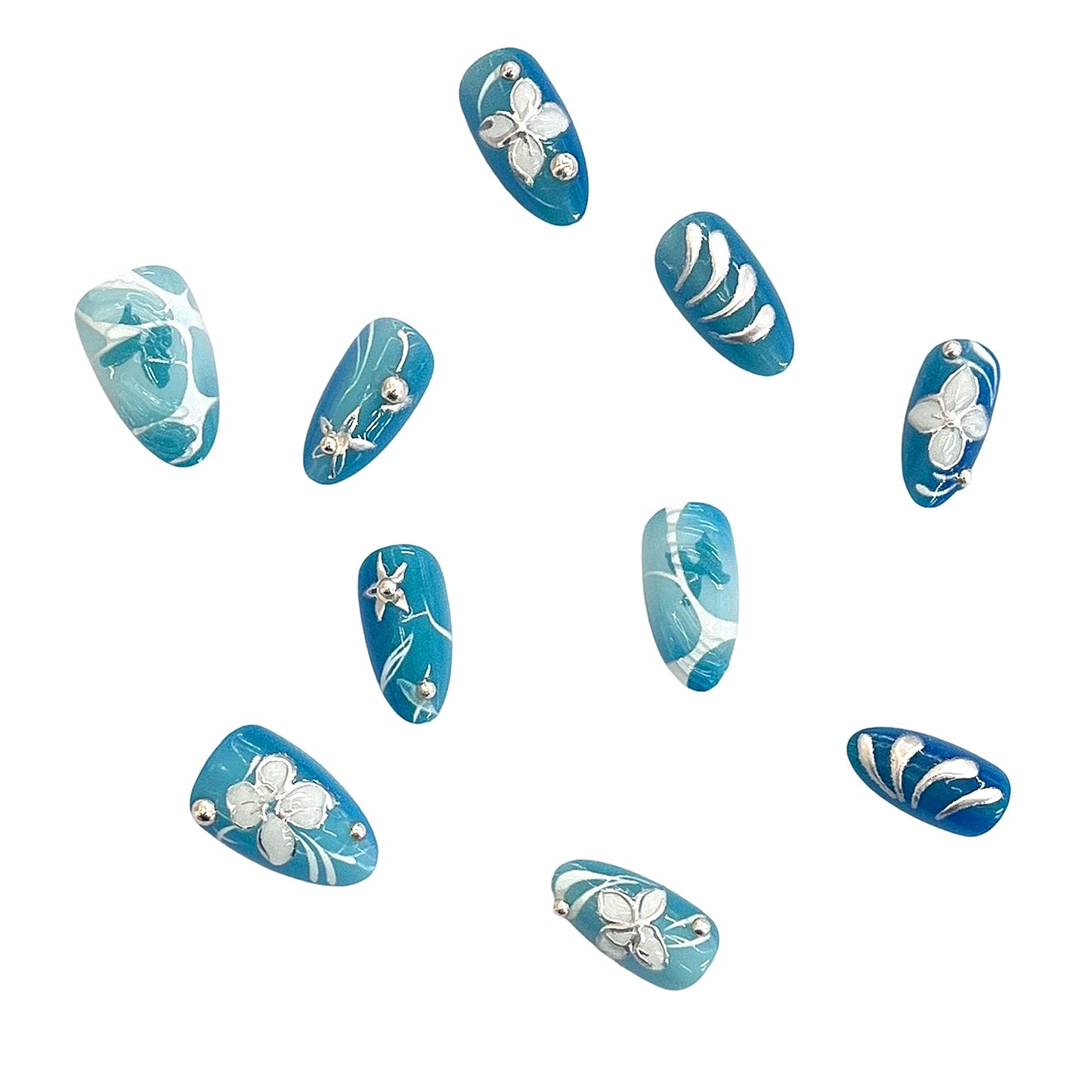 Künstlerisches floral gemustertes Press-On-Nagelset Brehn