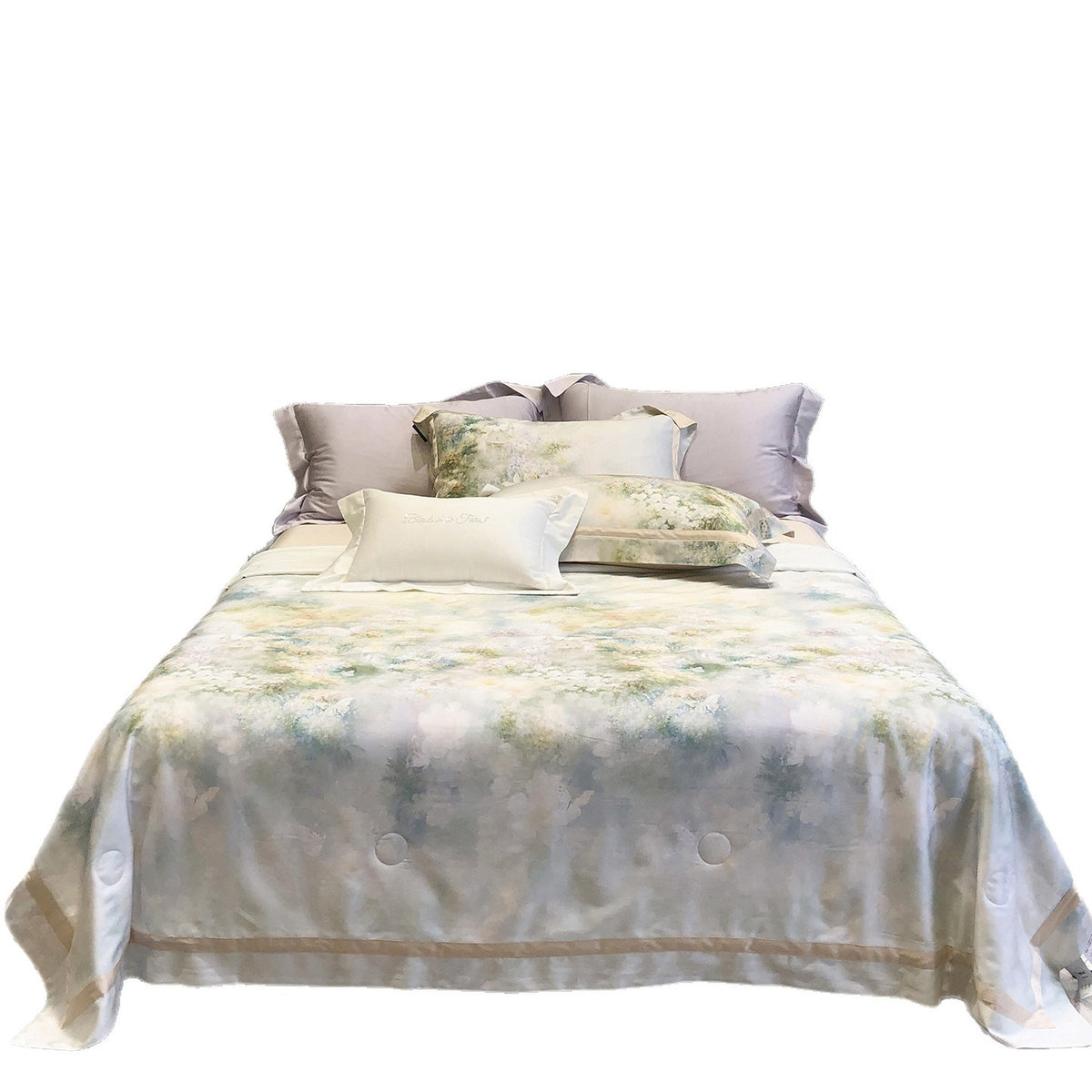 Luxuriöses Satin-Bettwäsche-Set mit Aquarell-Blumenmuster
